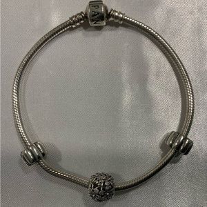Pandora bracelet with 3 charms
